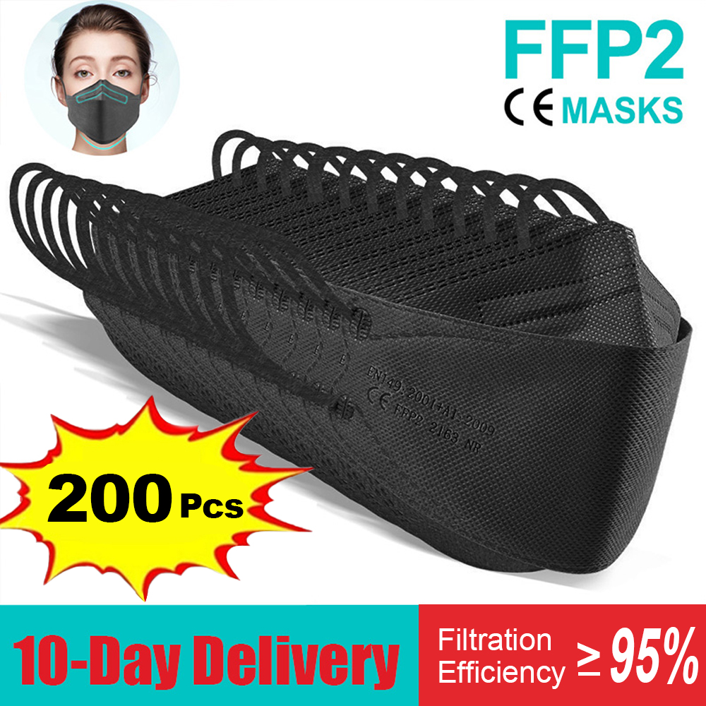 10-200pcs fpp2 fish mask kn95  - Disposable Surgical Mask reseña y precio