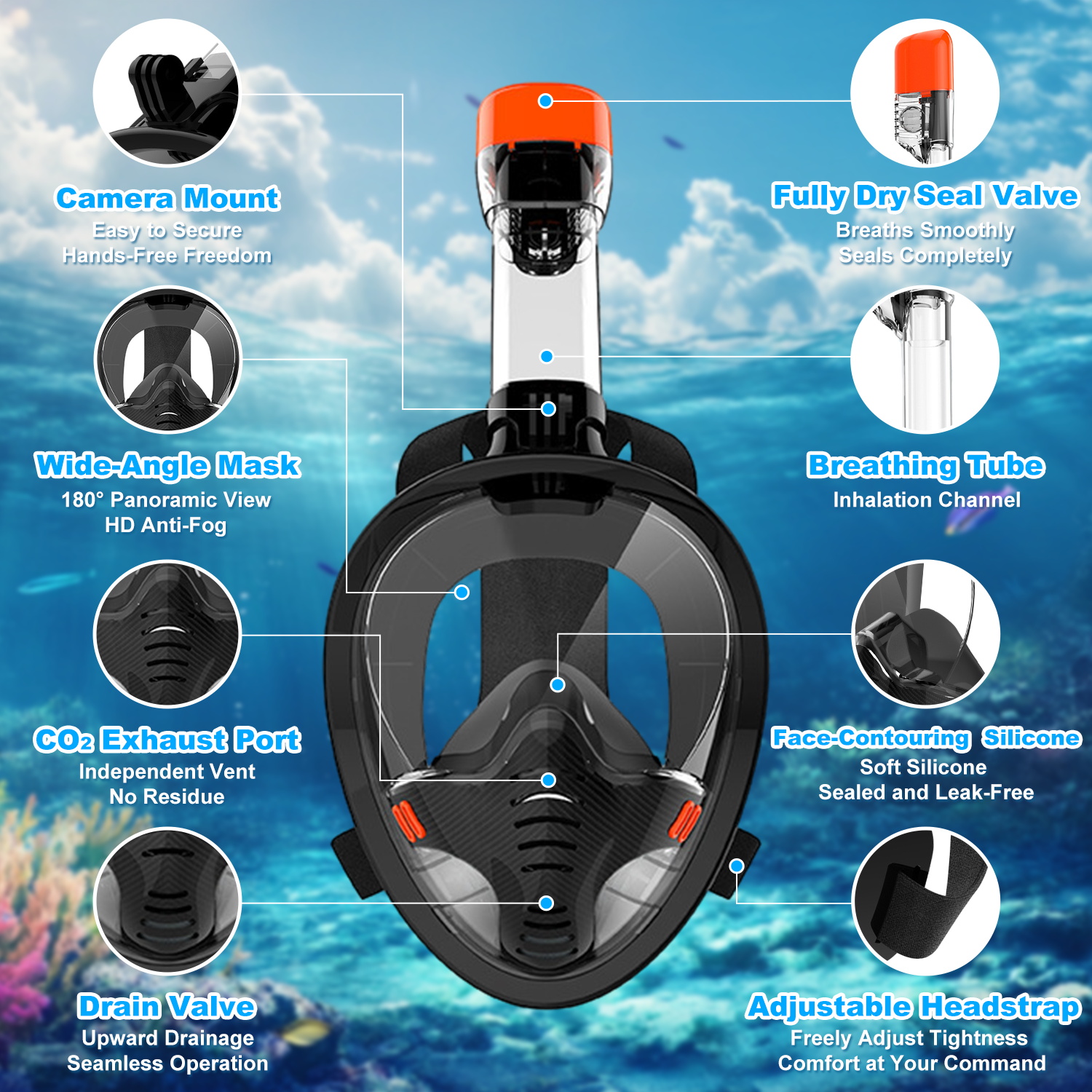 Underwater Scuba Anti Fog Full - Anti Pollution Mask reseña y precio