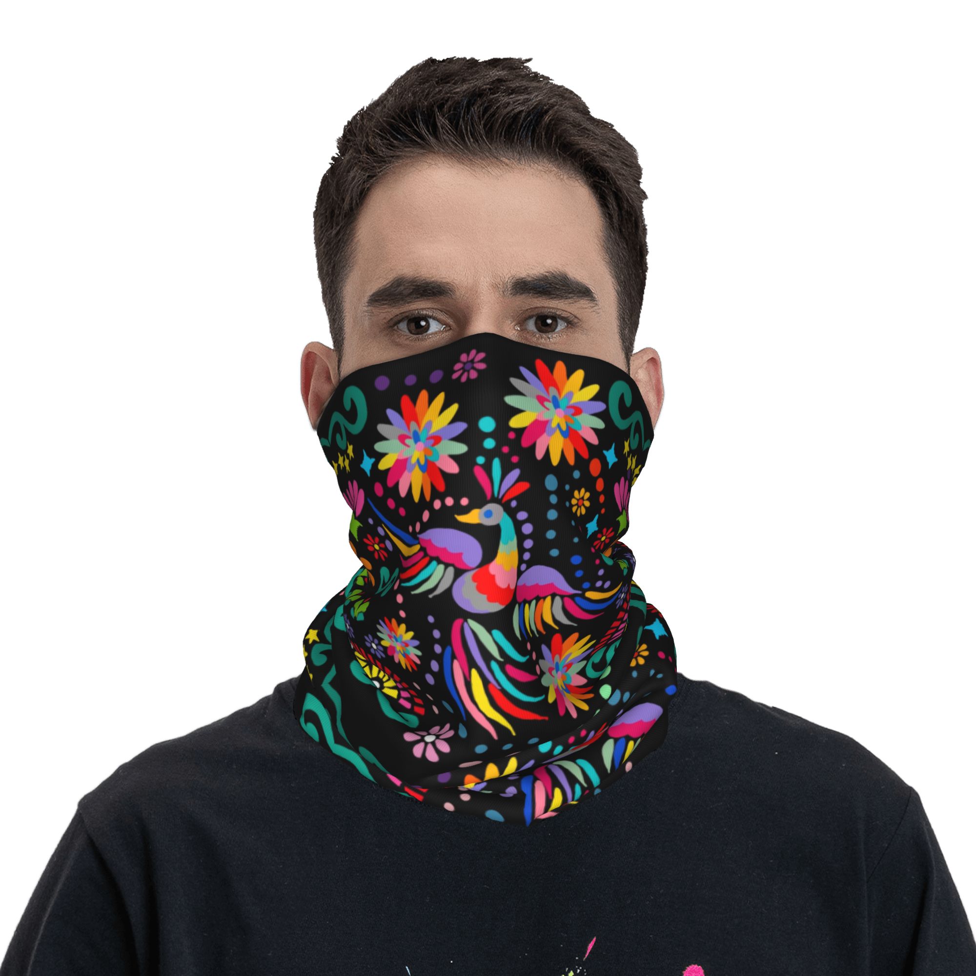 Custom Mexican Floral Flower T - Neck Gaiter Face Cover reseña y precio