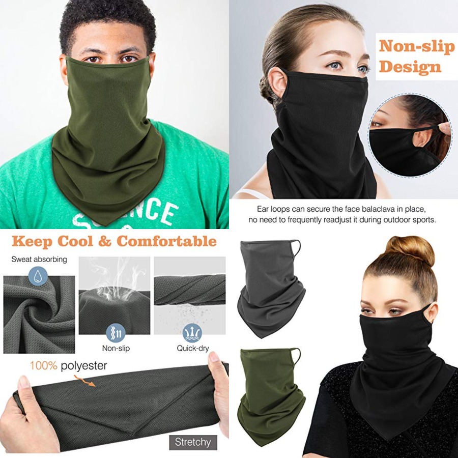 Scarf Mask Bandana with Ear Lo - Black Face Mask Pack reseña y precio
