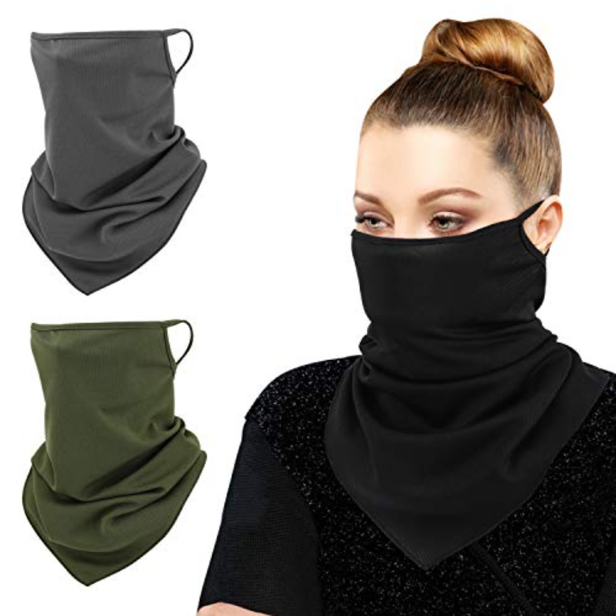 Scarf Mask Bandana with Ear Lo - Black Face Mask Pack reseña y precio