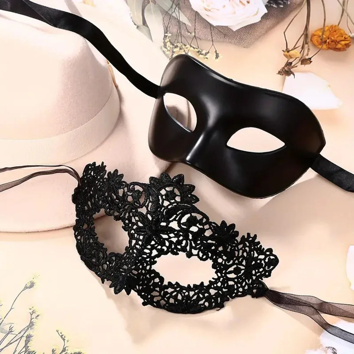 2pcs Elegant Black Lace Masque - Black Face Mask Pack reseña y precio